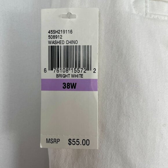 NWT Izod Saltwater Stretch Flat Front Washed Chino Cotton Short White Men's 38W - Picture 5 of 13